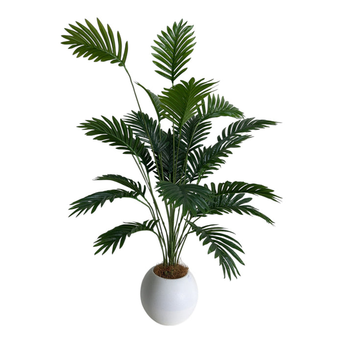 Artificial Areca Palm in White Ball Pot