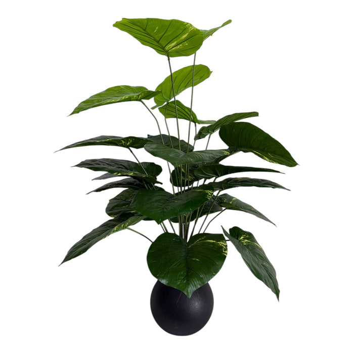 Artificial Elephant Ear Plant in Black Ball Pot