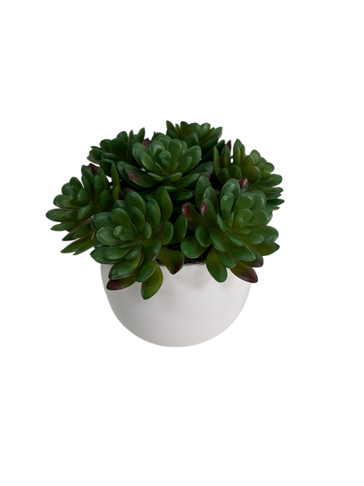 Artificial Echeveria Cluster in White Ball Pot