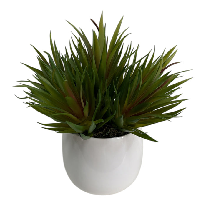 Artificial Green Grass Plant in White Ceramic Pot